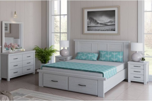FLORIDA Mountain Ash Bed with  storage at footboard -Queen and King Available