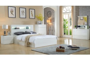 Seattle High Glossy Bed with Storage -Queen and King Available