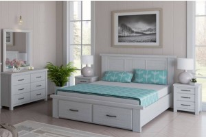 FLORIDA Mountain Ash Bed with  storage at footboard -Queen and King Available