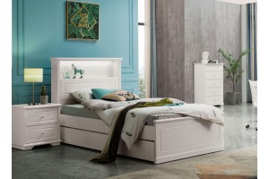 VANGOGH King Single Bed Frame with Single Trundle (Storage Bedhead)