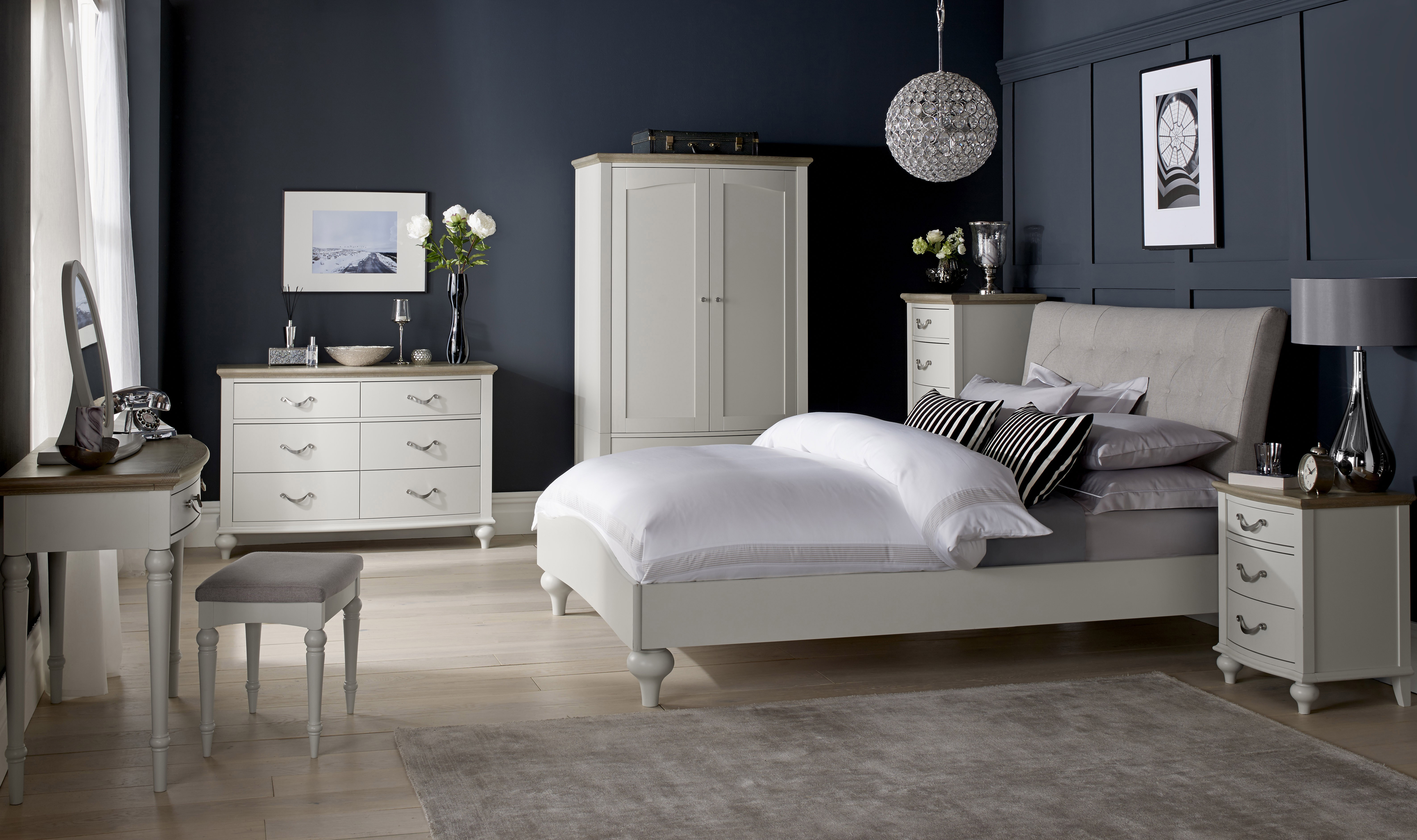 Montreux Washed Oak with Soft Grey Bedroom -Queen and Double Available 